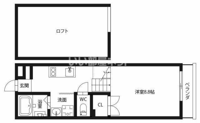 ピース・スクエア住吉B棟(1K/1階)の間取り写真