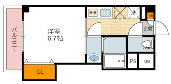 ラグゼ住之江(1K/5階)の間取り写真