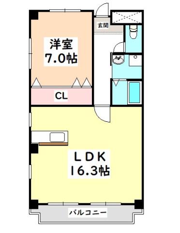 エクセレンス朝日(1LDK/3階)の間取り写真