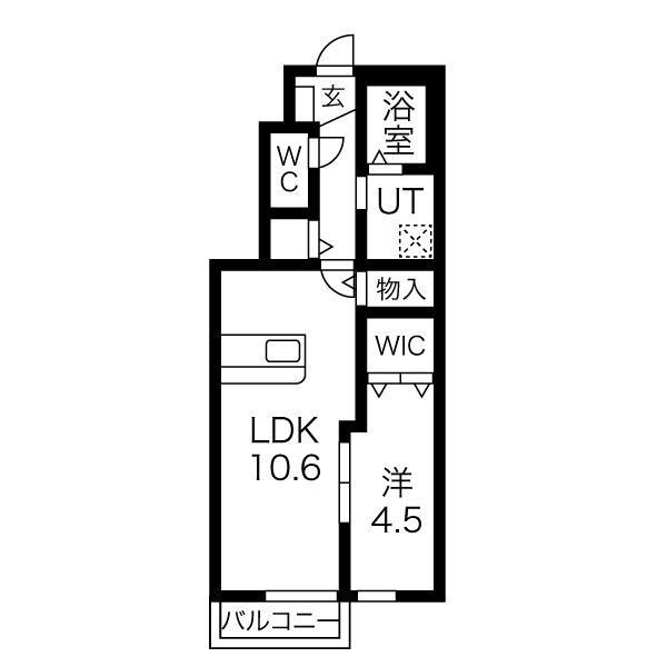 ハッピーヒル(1LDK/1階)の間取り写真