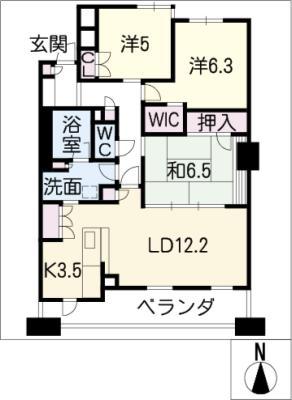 サンマンションアトレ桑名502(3LDK/5階)の間取り写真
