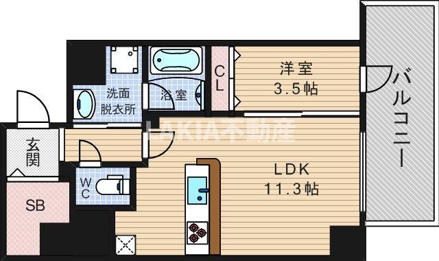 パンセ新町(1LDK/7階)の間取り写真