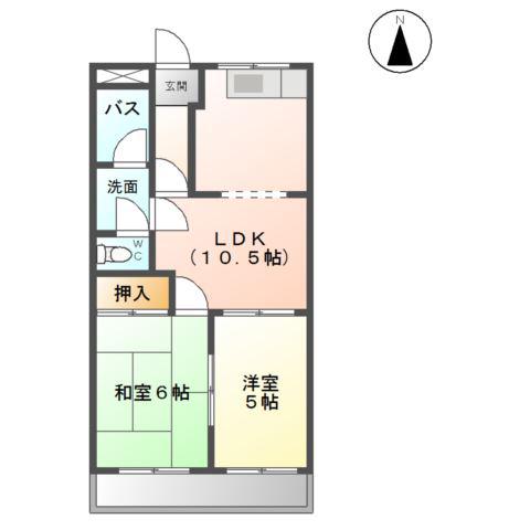 プライトハウス(2LDK/2階)の間取り写真