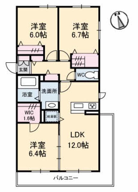 シャーメゾン初月II B棟(3LDK/3階)の間取り写真