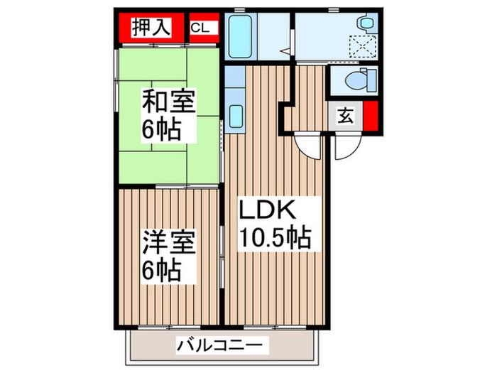 C´EST LA VIE B(2LDK/1階)の間取り写真