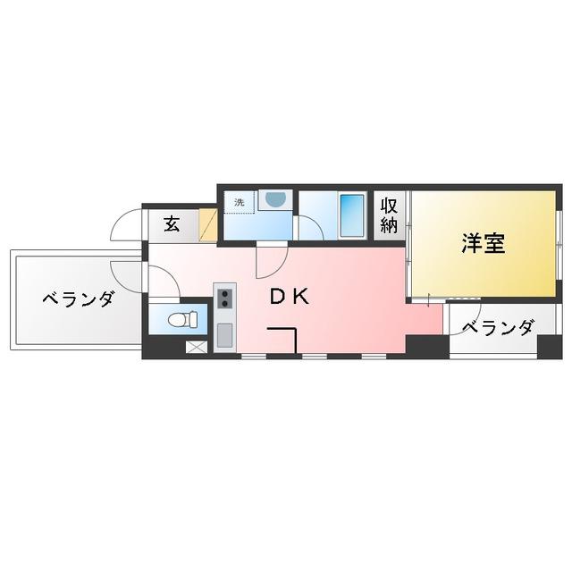 プランドール松田(ワンルーム/5階)の間取り写真