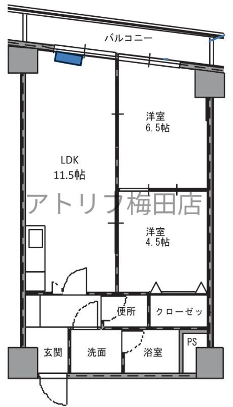 スターレジデンス南堀江(2LDK/7階)の間取り写真