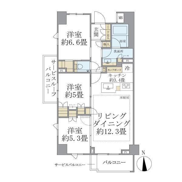 ブリリア久が原(3LDK/4階)の間取り写真