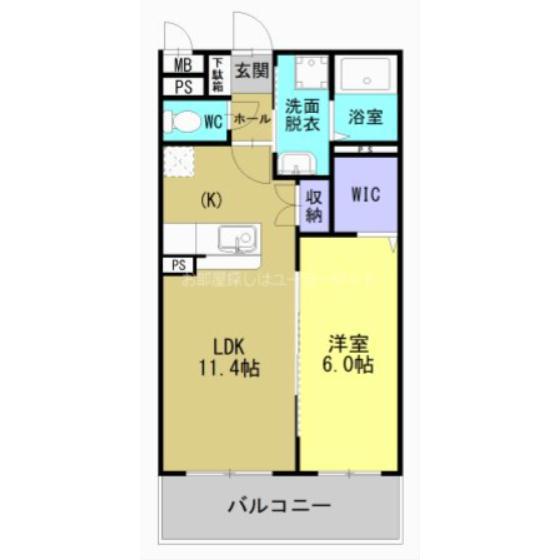 ラフィーネさつま(1LDK/3階)の間取り写真