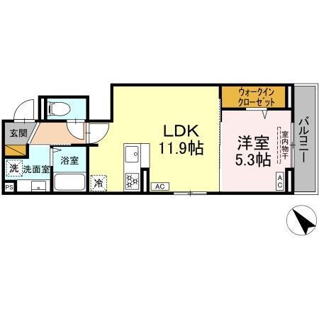 D-SOLACE幕張本郷2丁目(1LDK/2階)の間取り写真