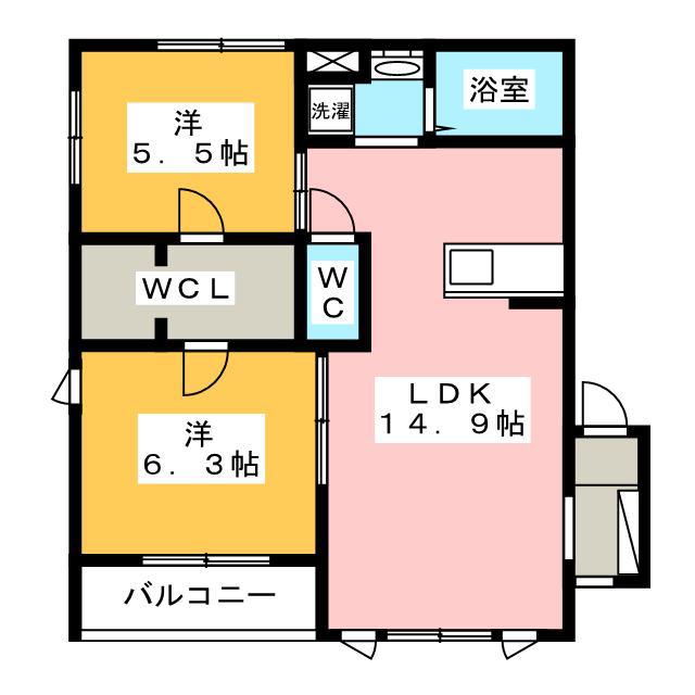 カーサ サンフェリーチェ(2LDK/1階)の間取り写真