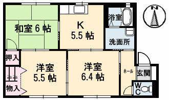 プランタン(3K/1階)の間取り写真