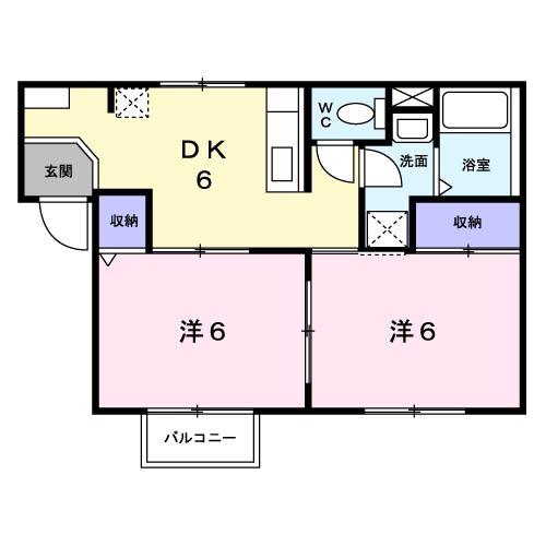 エリアール(2DK/2階)の間取り写真
