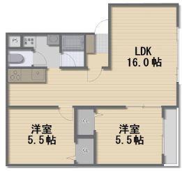 フレシア(2LDK/3階)の間取り写真