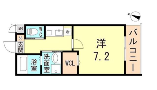 ワコーレヴィータ須磨月見山本町(1K/2階)の間取り写真