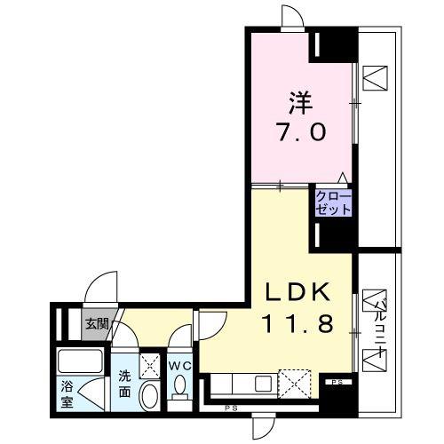 ヴェルエ青葉台(1LDK/6階)の間取り写真