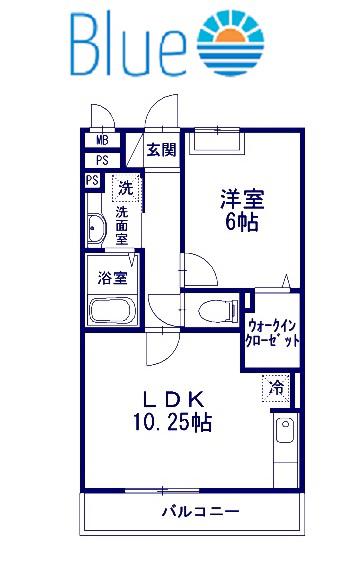 ソレイユB(1LDK/3階)の間取り写真