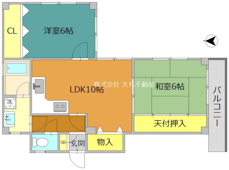 キャッスルアズマ(2LDK/3階)の間取り写真