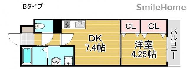 パークス住之江(1DK/3階)の間取り写真