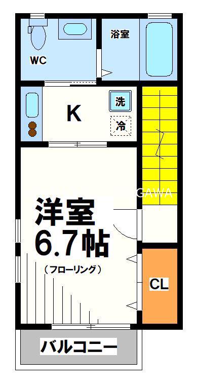 シャトレ 当社管理物件(1K/2階)の間取り写真