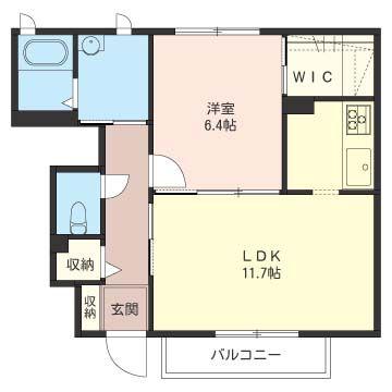 フレグランスアサミ(1LDK/1階)の間取り写真
