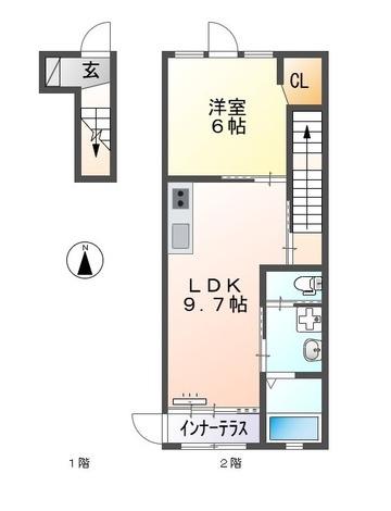 メゾンさくら(1LDK/1階)の間取り写真