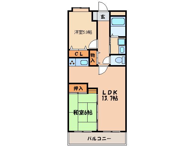 西新南スペーススクエア(2LDK/11階)の間取り写真
