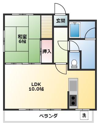 シティハウス(1LDK/2階)の間取り写真