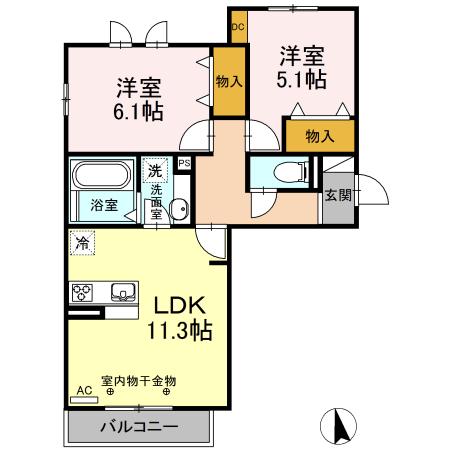 OTTS GEJO(2LDK/3階)の間取り写真