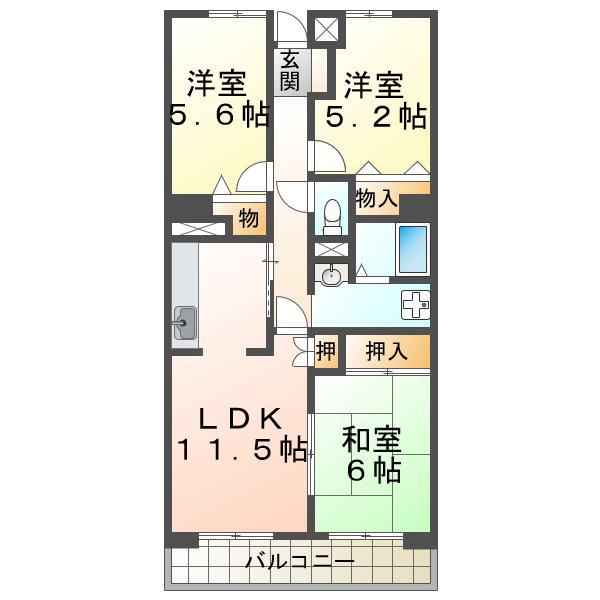 アメニティコート西明石 1号棟(3LDK/8階)の間取り写真
