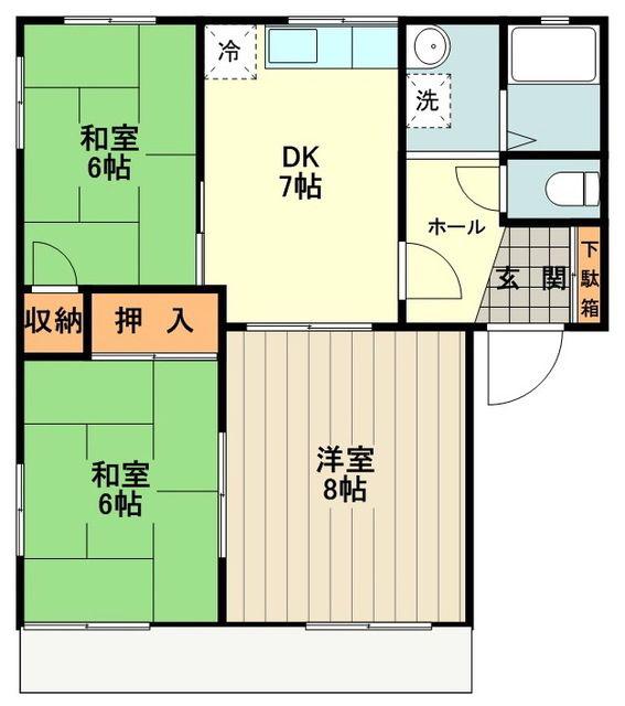 サンレイク陣屋(3DK/1階)の間取り写真