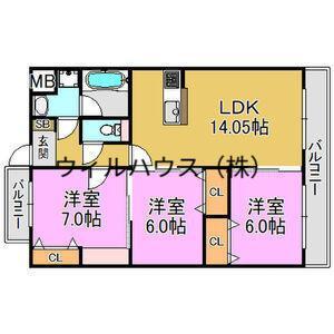 レーヴメゾン羽衣(3LDK/3階)の間取り写真