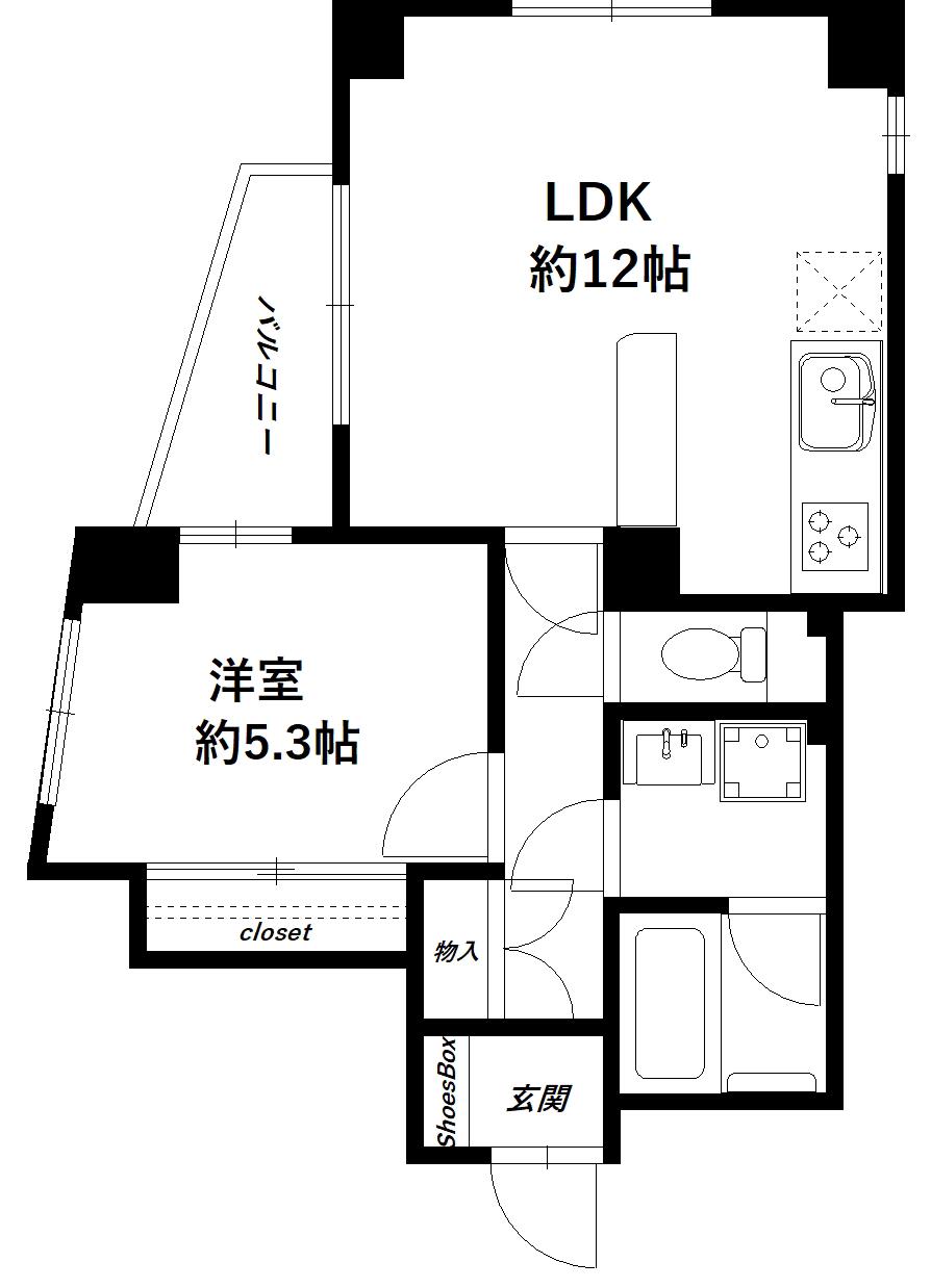 クレセール中板橋(1LDK/5階)の間取り写真