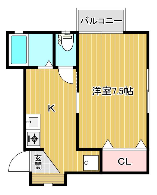 メゾンテリー(1K/2階)の間取り写真