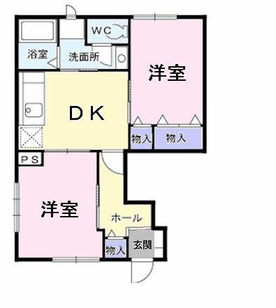 エテルネルB(2DK/1階)の間取り写真