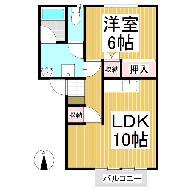 T・ハイツ上田原(1LDK/2階)の間取り写真