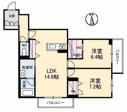 シャイン(2LDK/2階)の間取り写真