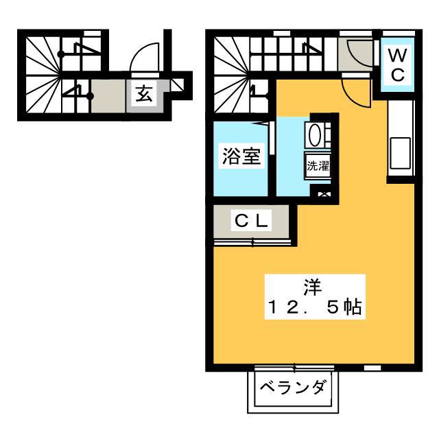 AEMIハイツ(ワンルーム/2階)の間取り写真