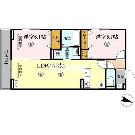 ケイ・ハイム(2LDK/1階)の間取り写真
