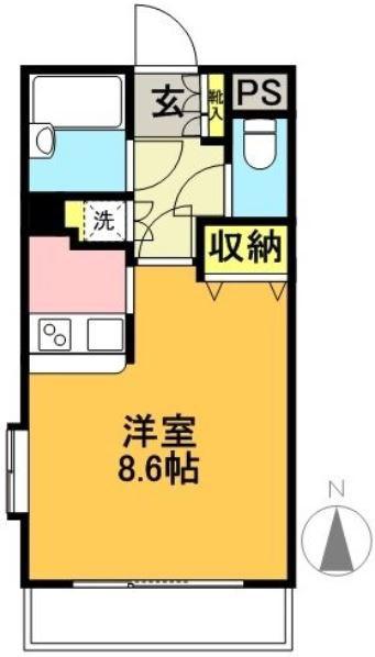 ロクサーヌ北沢(ワンルーム/1階)の間取り写真