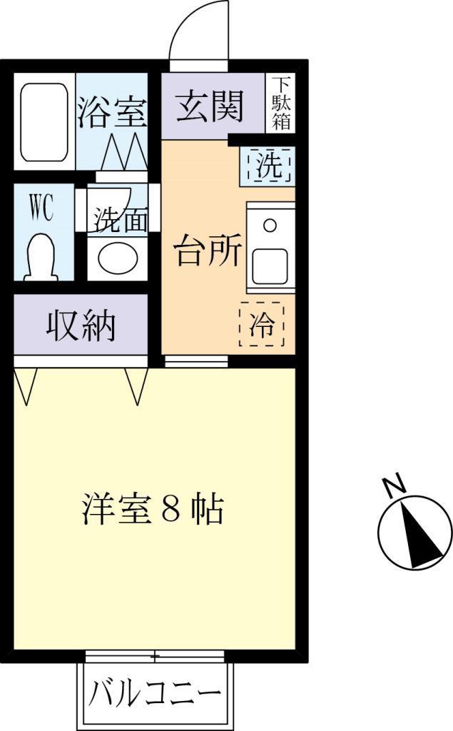 ラッキーハイツ(1K/2階)の間取り写真