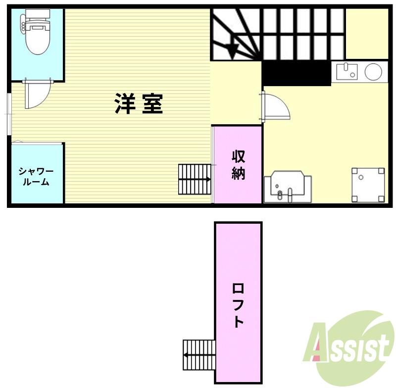 滝山アパート(1DK/2階)の間取り写真