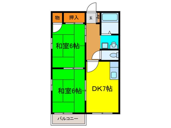 アイリスコーポ(2DK/1階)の間取り写真