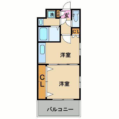 リファレンス小倉(1DK/9階)の間取り写真