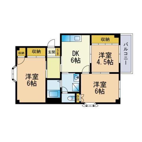 ストークワコーB(3DK/1階)の間取り写真