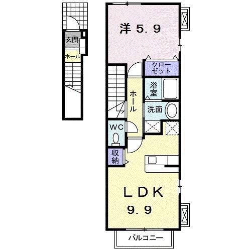 ソレイユ・K(1LDK/2階)の間取り写真
