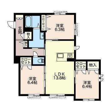 LA MAISON CLAIRE 丸山(3LDK/1階)の間取り写真