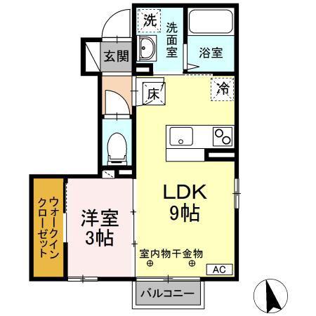 ルミナス山岸(1LDK/1階)の間取り写真