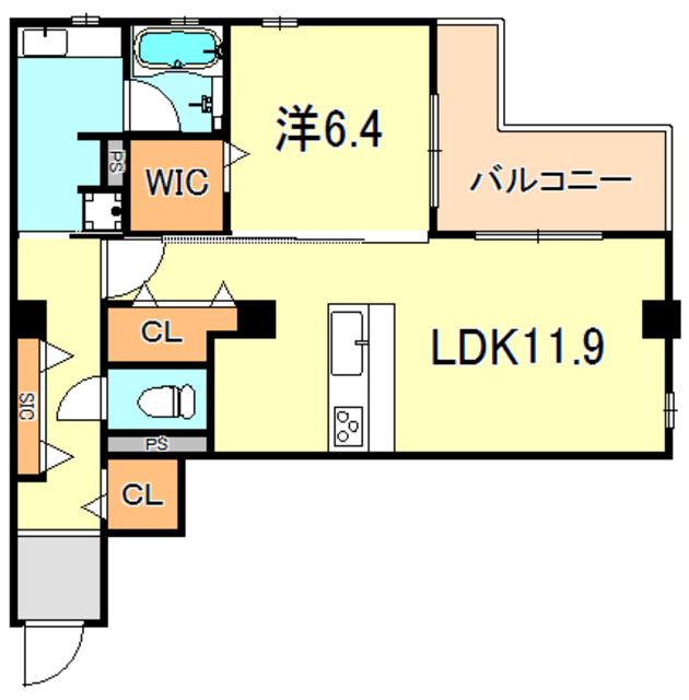 ウィステリア明石Ⅱ(1LDK/3階)の間取り写真