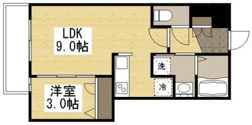 月光福山三吉町(1LDK/2階)の間取り写真